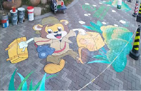 石首夏季画地面彩绘会遇到的问题