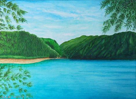 石首在墙绘中，如何绘画绿水青山？