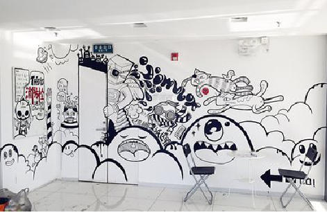 石首手绘墙并非传统涂鸦。